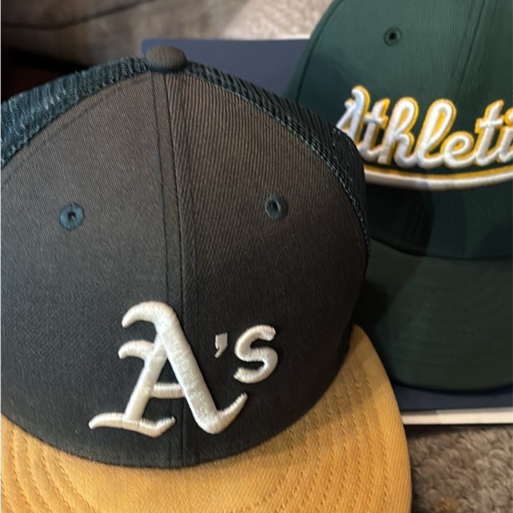 2 Oakland As hats New Era 59FIFTY trucker fanaticFitted Cap - Dark Green